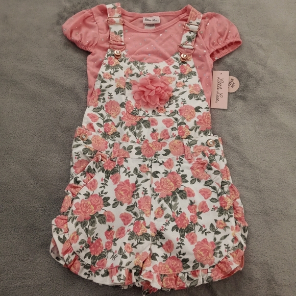 NWT Little Lass Overall Short Set